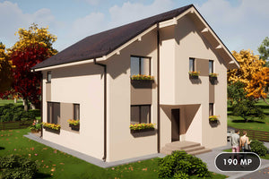 Proiect casa structura metalica cu 2 nivele de 200mp cod 114 - design casa imagine 1 thumbnail