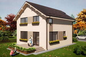 Proiect casa structura metalica cu 2 nivele de 200mp cod 114 - design casa imagine 2 thumbnail