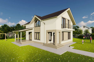 Proiect casa pe structura metalica 212-127 - imagine casa moderna 2 thumbnail
