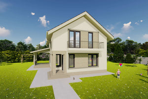 Proiect casa pe structura metalica 212-127 - imagine casa moderna 4 thumbnail