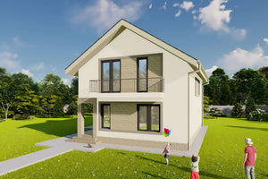 Proiect casa pe structura metalica 212-127 - imagine casa moderna 6 thumbnail