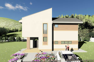 Proiect casa structura metalica cu etaj 3 dormitoare 228-121 - exterior casa imagine 4 thumbnail
