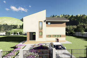 Proiect casa structura metalica cu etaj 3 dormitoare 228-121 - exterior casa imagine 5 thumbnail