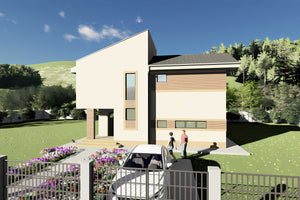 Proiect casa structura metalica cu etaj 3 dormitoare 228-121 - exterior casa imagine 6 thumbnail