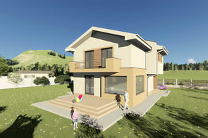 Proiect casa structura metalica cu etaj 3 dormitoare 228-121 - exterior casa imagine 14 thumbnail