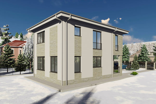 Proiect casa structura metalica cu etaj 4 camere 3 bai 150mp - design casa moderna 09