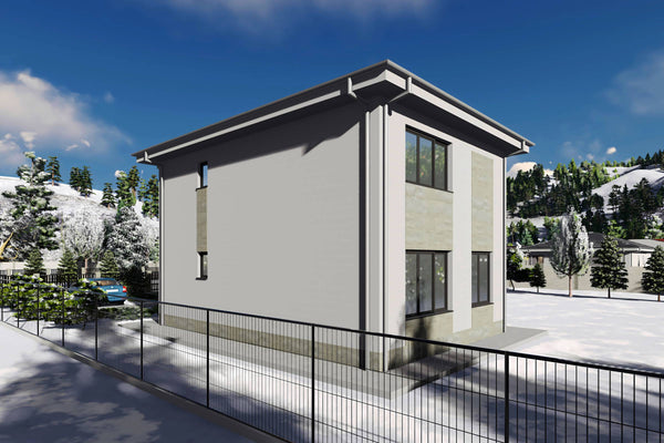 Proiect casa structura metalica cu etaj 4 camere 3 bai 150mp - design casa moderna 15