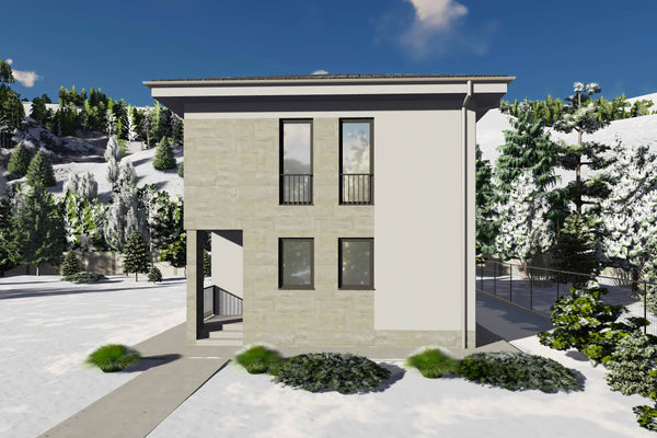 Proiect casa structura metalica cu etaj 4 camere 3 bai 150mp - design casa moderna 19