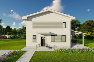 Proiect casa structura metalica cu etaj 4 camere 3 bai 160mp - design exterior cladire 02 thumbnail