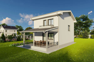 Proiect casa structura metalica cu etaj 4 camere 3 bai 160mp - design exterior cladire 07 thumbnail