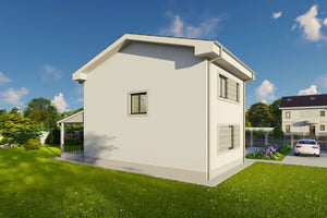 Proiect casa structura metalica cu etaj 4 camere 3 bai 160mp - design exterior cladire 08 thumbnail