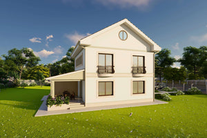 Proiect casa structura metalica cu etaj si mansarda de 270mp - imagine fatada 6 thumbnail
