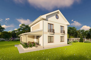 Proiect casa structura metalica cu etaj si mansarda de 270mp - imagine fatada 7 thumbnail