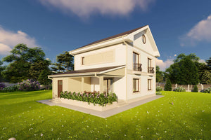 Proiect casa structura metalica cu etaj si mansarda de 270mp - imagine fatada 8 thumbnail