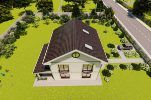 Proiect casa structura metalica cu etaj si mansarda de 270mp - imagine fatada 12 thumbnail