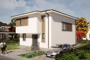 Proiect casa structura metalica cu un etaj si terasa 176-109 - design casa imagine 4 thumbnail