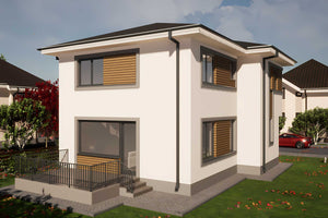 Proiect casa structura metalica cu un etaj si terasa 176-109 - design casa imagine 7 thumbnail