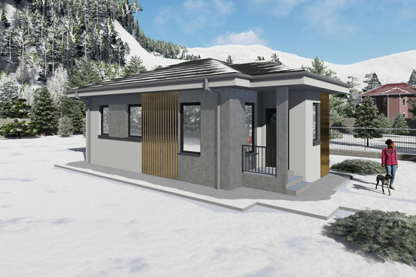 Proiect casa structura metalica cu un singur dormitor 70 mp - casa moderna mica poza 3
