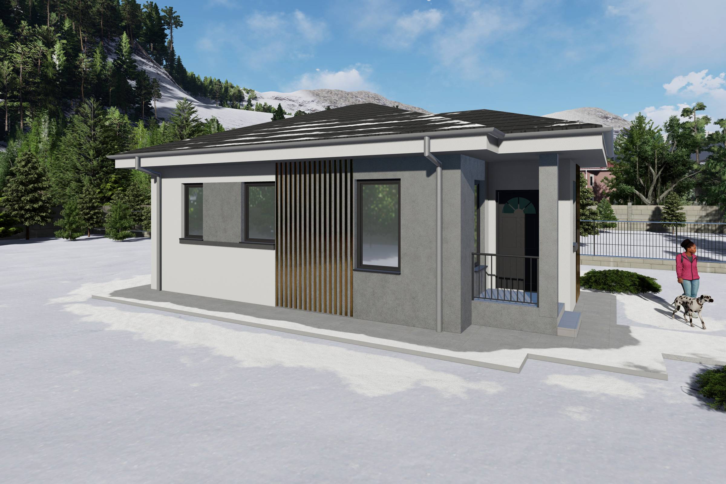 Proiect casa structura metalica cu un singur dormitor 70 mp - casa moderna mica poza 4
