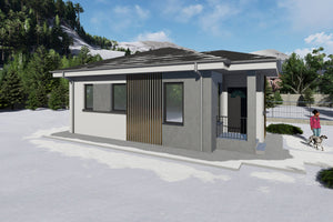 Proiect casa structura metalica cu un singur dormitor 70 mp - casa moderna mica poza 4 thumbnail