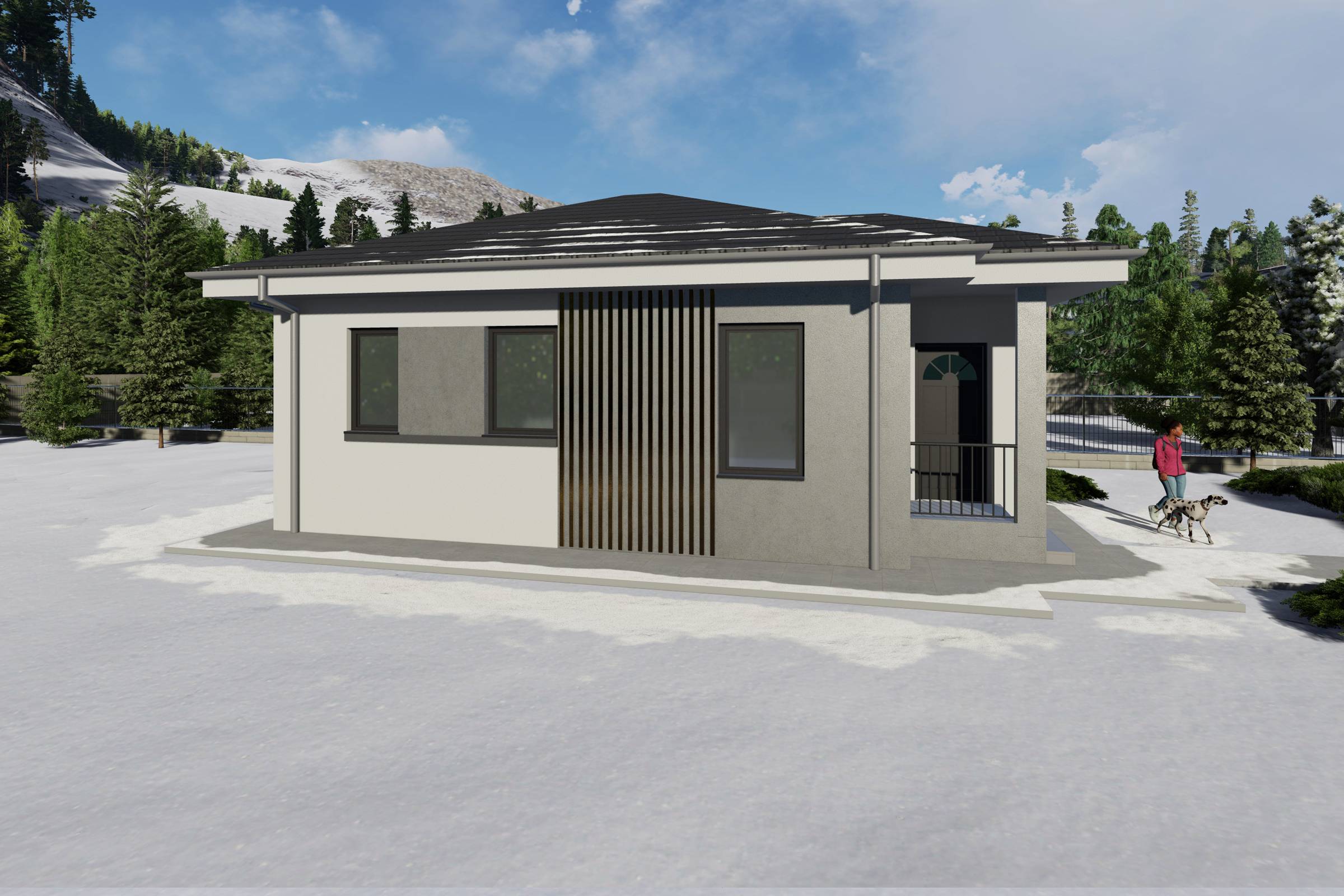 Proiect casa structura metalica cu un singur dormitor 70 mp - casa moderna mica poza 5