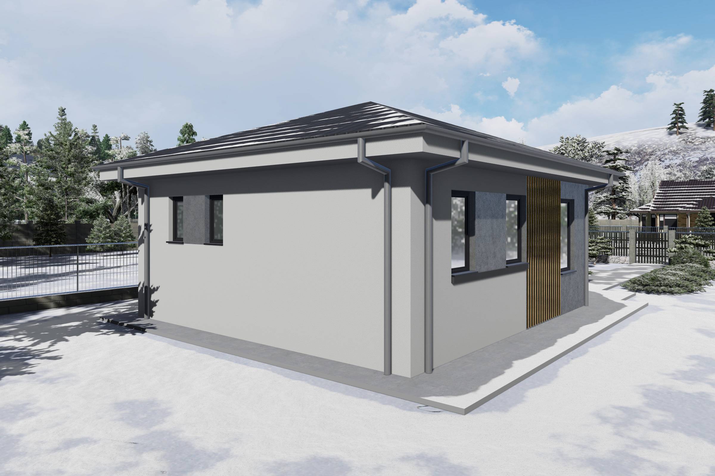 Proiect casa structura metalica cu un singur dormitor 70 mp - casa moderna mica poza 8