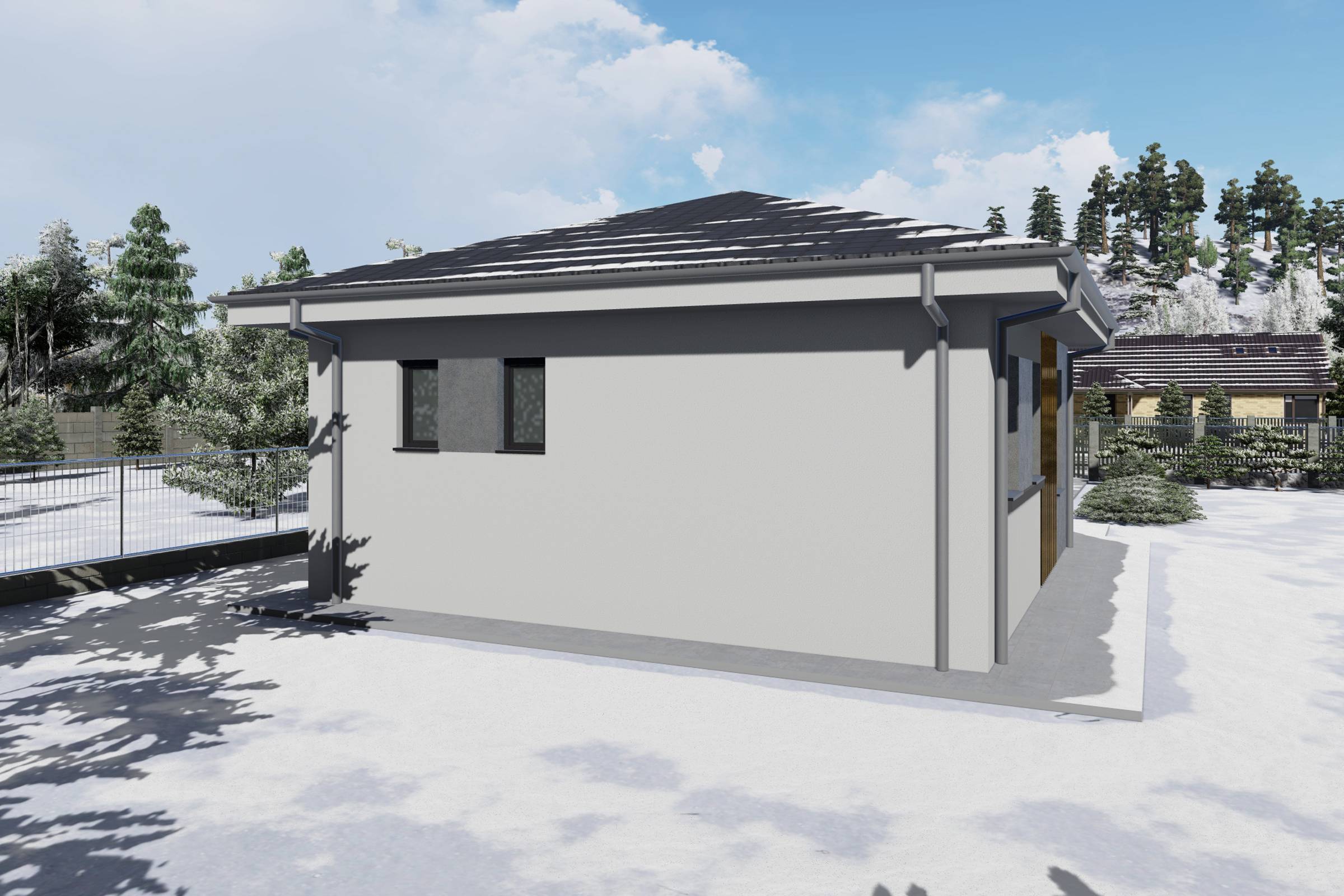 Proiect casa structura metalica cu un singur dormitor 70 mp - casa moderna mica poza 9