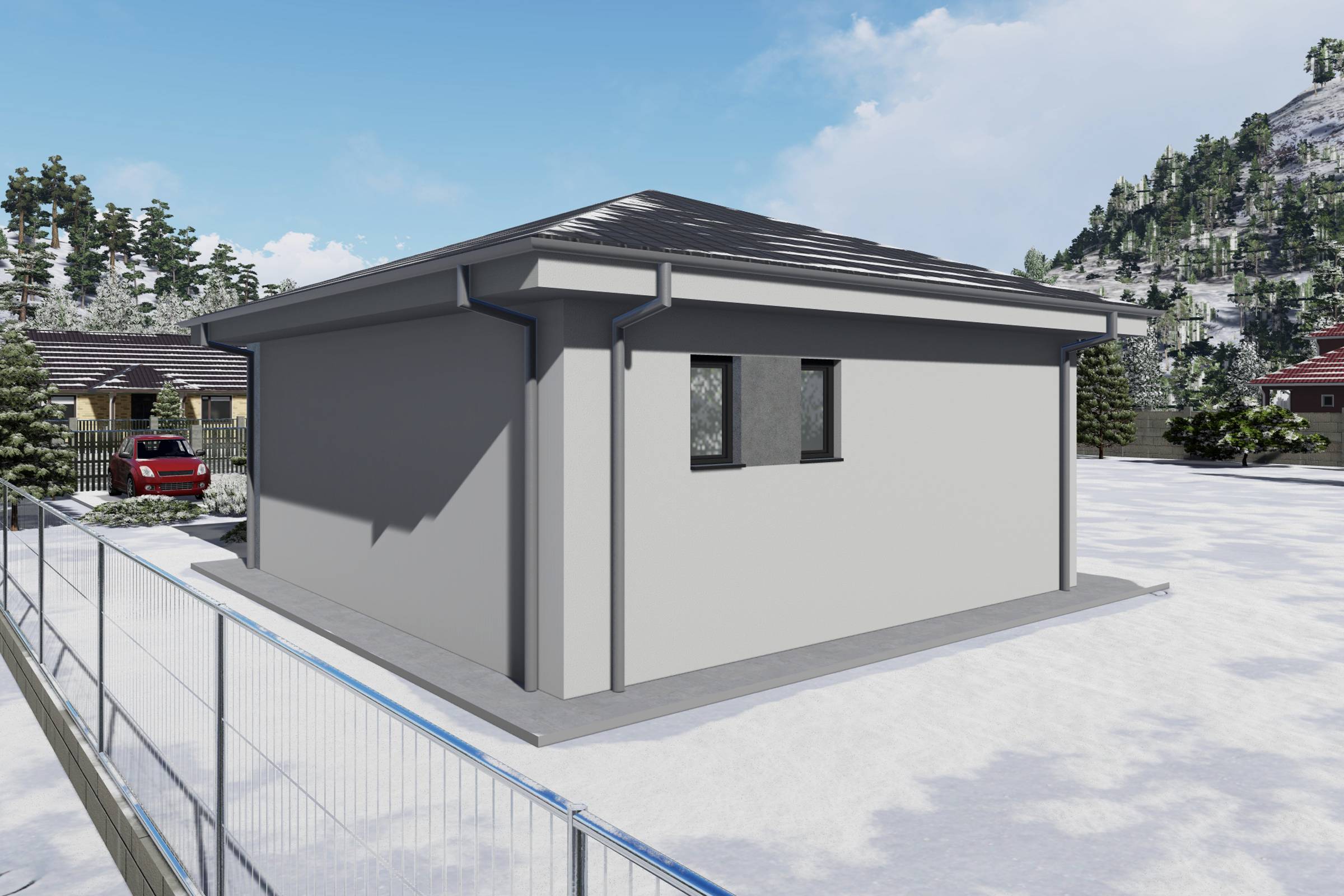 Proiect casa structura metalica cu un singur dormitor 70 mp - casa moderna mica poza 11