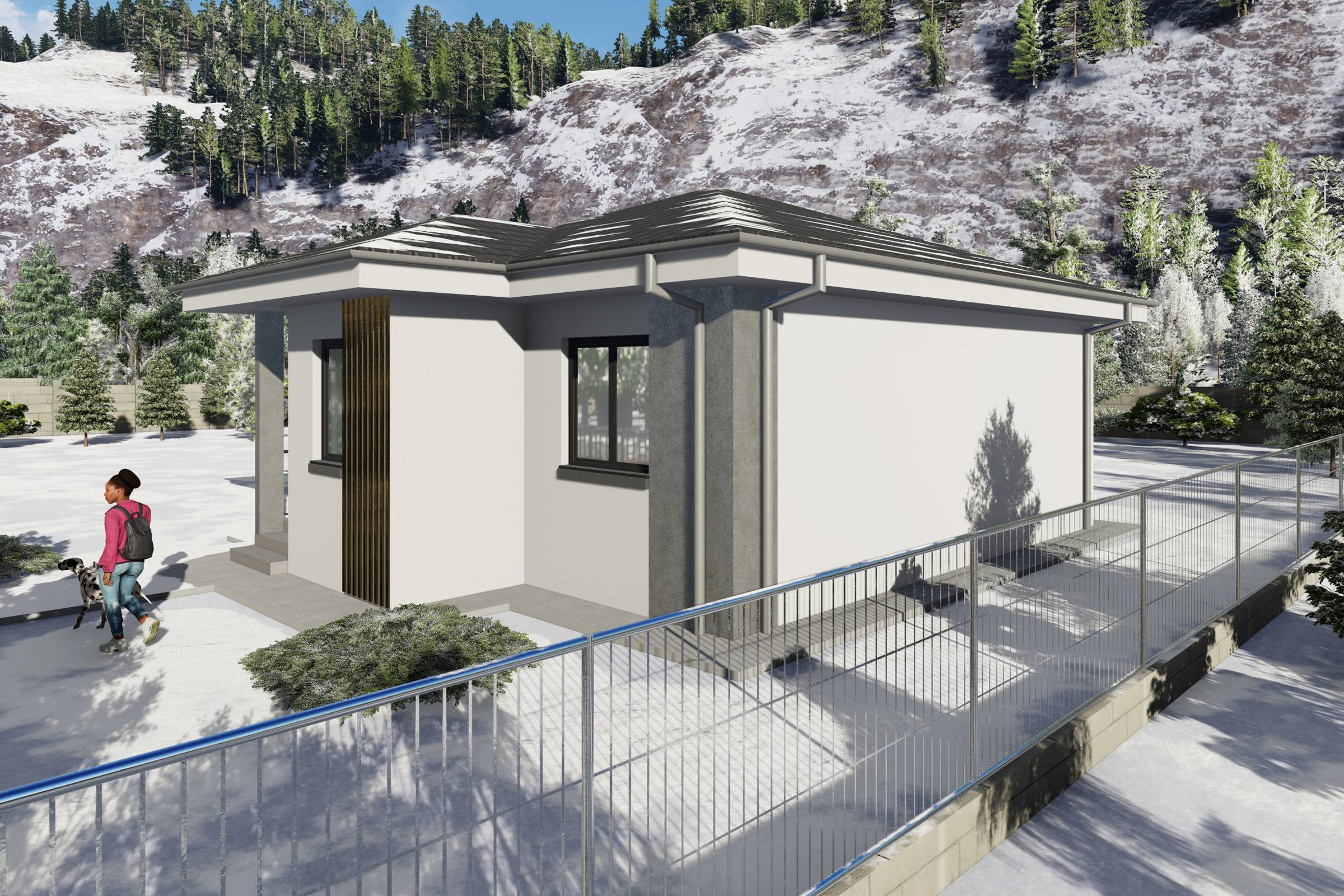 Proiect casa structura metalica cu un singur dormitor 70 mp - casa moderna mica poza 12