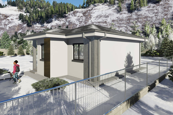 Proiect casa structura metalica cu un singur dormitor 70 mp - casa moderna mica poza 12