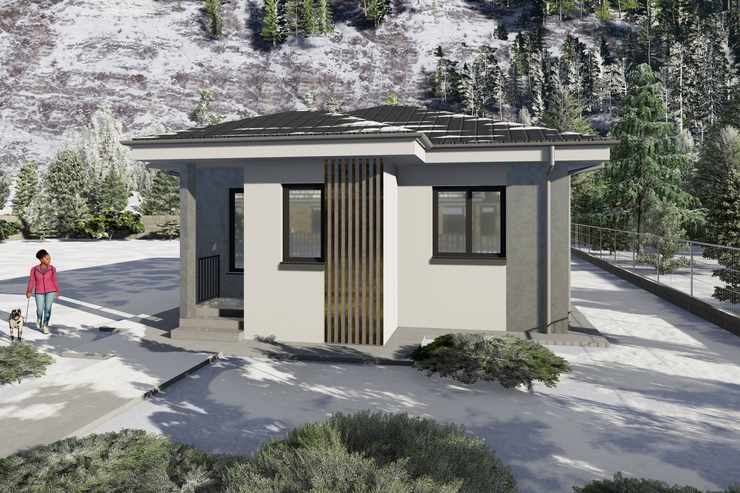 Proiect casa structura metalica cu un singur dormitor 70 mp - casa moderna mica poza 14