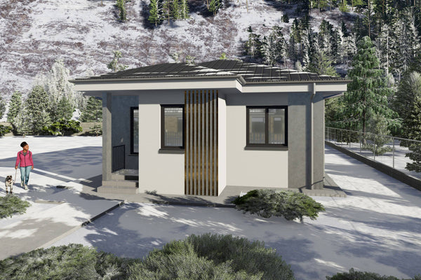 Proiect casa structura metalica cu un singur dormitor 70 mp - casa moderna mica poza 14