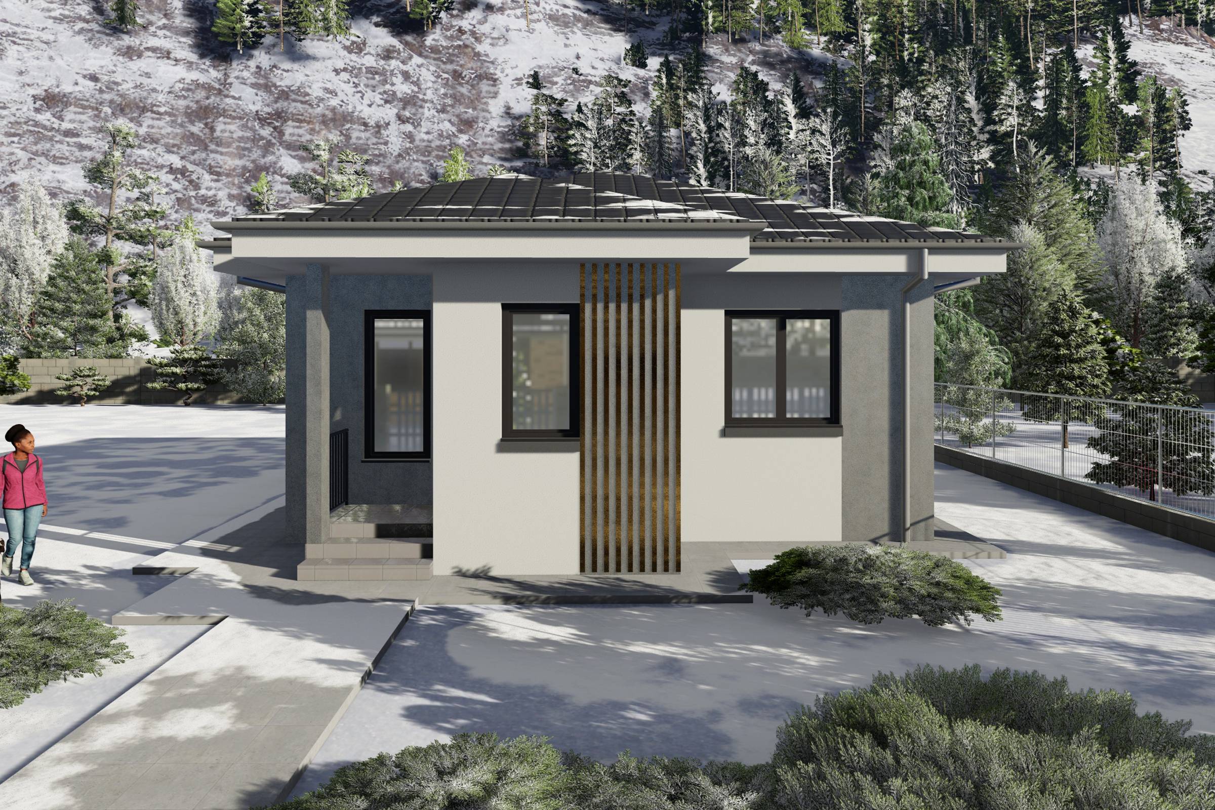 Proiect casa structura metalica cu un singur dormitor 70 mp - casa moderna mica poza 15