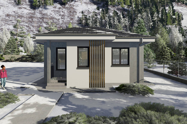 Proiect casa structura metalica cu un singur dormitor 70 mp - casa moderna mica poza 15