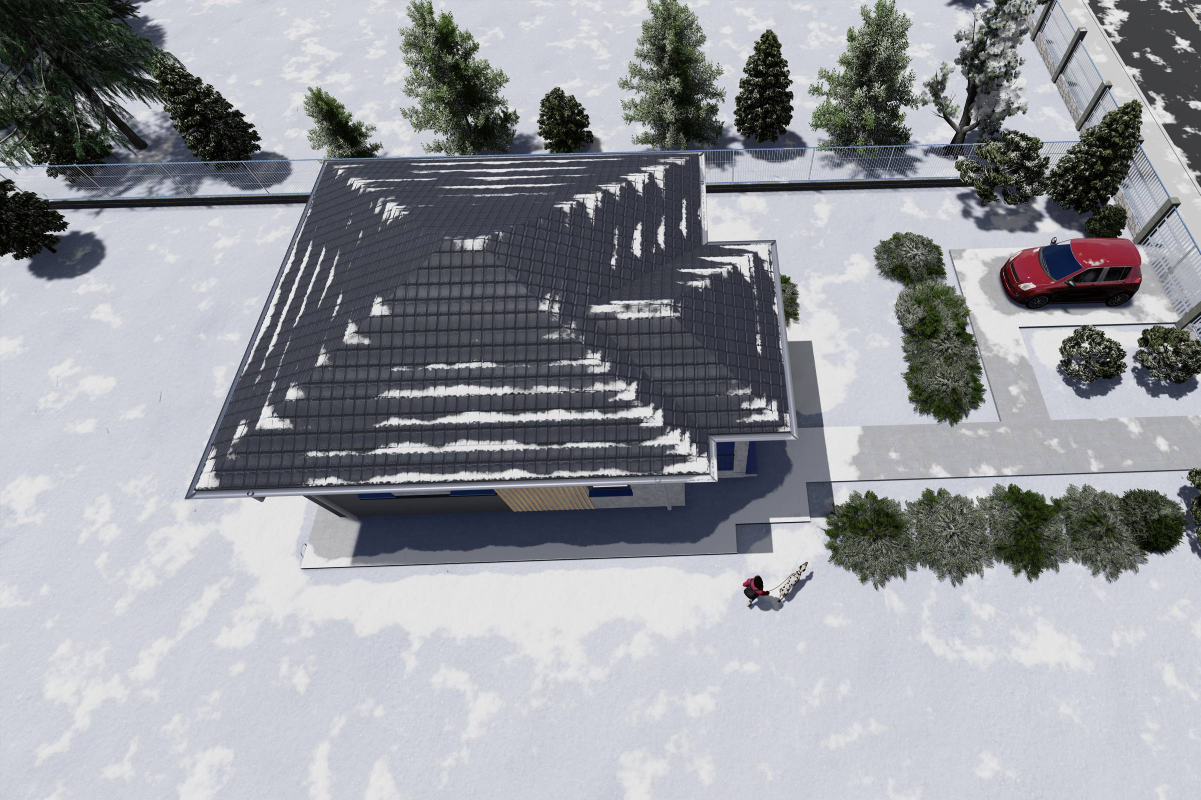 Proiect casa structura metalica cu un singur dormitor 70 mp - acoperis casa moderna mica poza