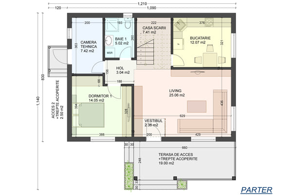 Proiect casa structura metalica de 200mp 3 dormitoare id 123 - proiect casa la parter