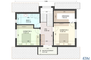 Proiect casa structura metalica de 200mp 3 dormitoare id 123 - proiect casa la etaj thumbnail