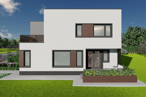 Proiect casa structura metalica P+E cu acoperis ascuns 180mp - casa moderna poza 5 thumbnail