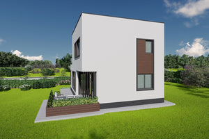 Proiect casa structura metalica P+E cu acoperis ascuns 180mp - casa moderna poza 8 thumbnail