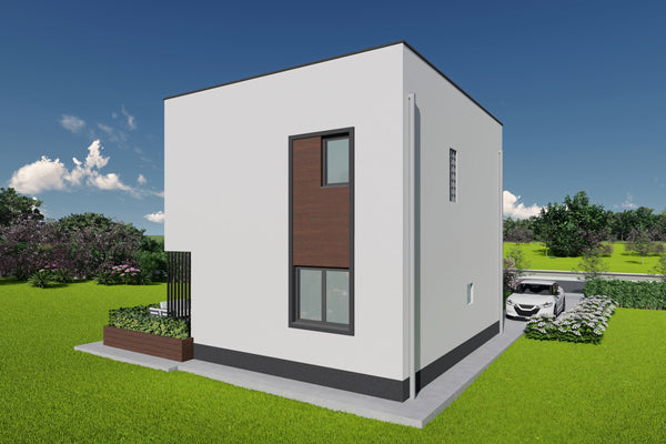 Proiect casa structura metalica P+E cu acoperis ascuns 180mp - casa moderna poza 9