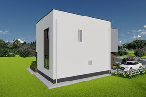 Proiect casa structura metalica P+E cu acoperis ascuns 180mp - casa moderna poza 10 thumbnail