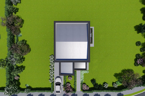 Proiect casa structura metalica P+E cu acoperis ascuns 180mp - casa moderna poza 19