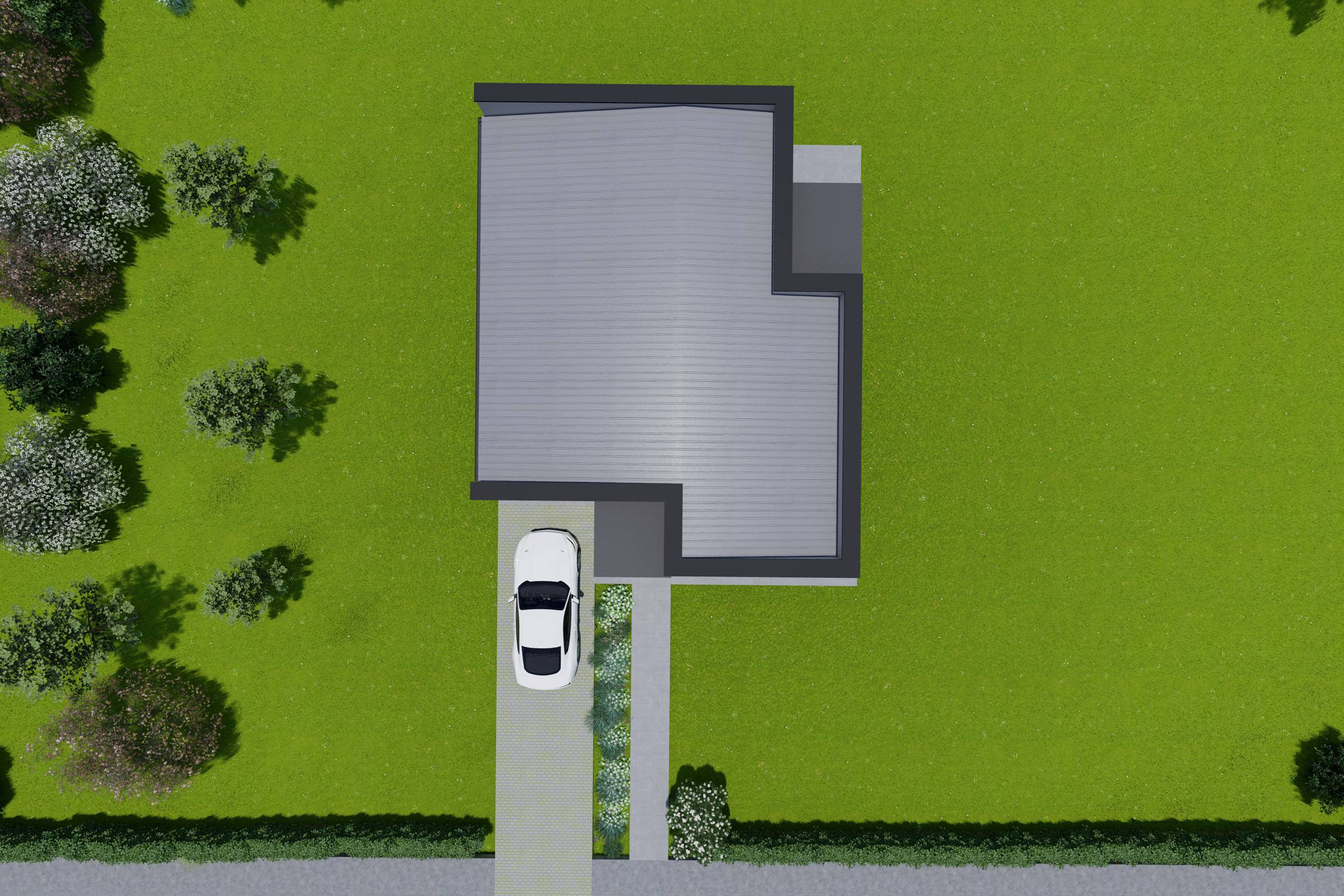 Proiect casa structura metalica pe un nivel 2 dormitoare 149 design acoperis poza 12