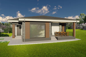 Proiect casa structura metalica un singur nivel 2 dormitoare - fatada casa moderna 06 thumbnail