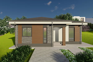Proiect casa structura metalica un singur nivel 2 dormitoare - fatada casa moderna 22 thumbnail