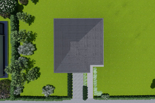 Proiect casa structura metalica un singur nivel 2 dormitoare - acoperis casa moderna