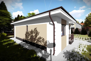 Proiect casa zidarie de BCA parter 3 camere constructie 84mp - cum arata exteriorul casei 3D poza 6 thumbnail