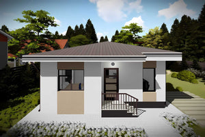 Proiect casa pe structura metalica parter cu 3 camere 84 mp - model fatada imagine 5 thumbnail