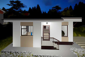 Proiect casa pe structura metalica parter cu 3 camere 84 mp - model fatada imagine 9 thumbnail
