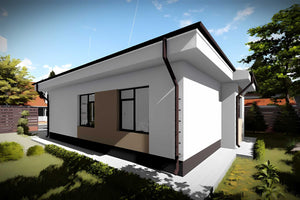 Proiect casa pe structura metalica parter cu 3 camere 84 mp - model fatada imagine 10 thumbnail